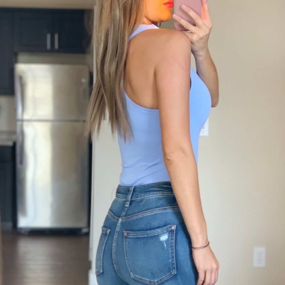 -New Periwinkle Lavender Blue Seamless Sculpting Bodysuit- - Picture 3 of 4